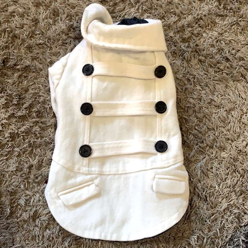 White Pea Coat for small dog